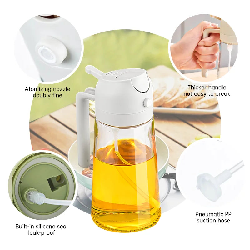 2-in-1 Glass Oil Sprayer & Dispenser for Cooking and BBQ